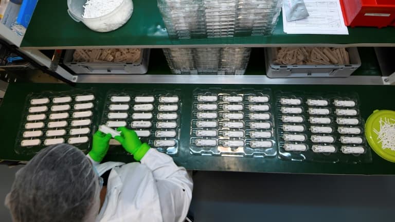 Dans une usine de confection de tests de résistance aux antibiotiques, à Guipry (Ille-et-Vilaine), le 6 avril 2020 (image d'illustration)