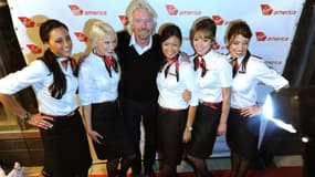 Le patron de Virgin, Richard Branson, lors de l'inauguration d'une nouvelle liaison de Virgin America, en 2011.
