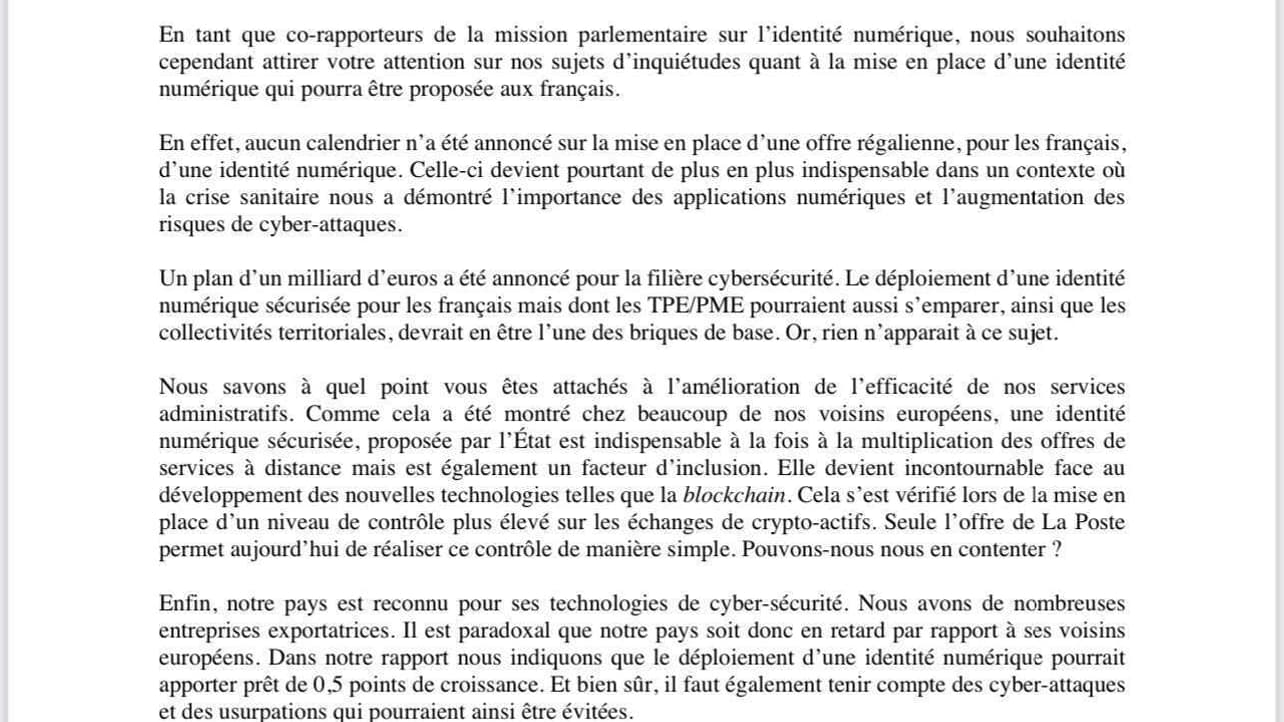 Jean-Michel Mis et Christine Hennion s'inquiètent du retard pris sur l'identité numérique. 