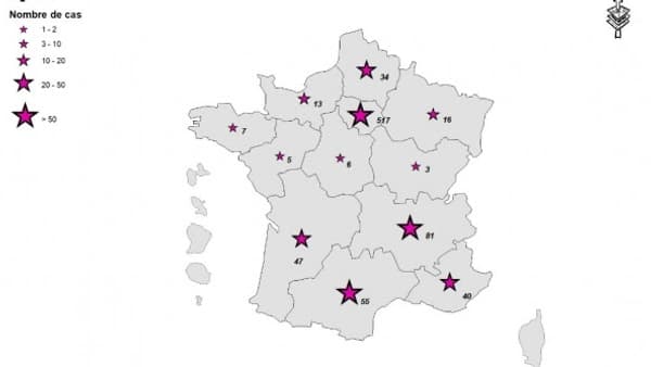 Cas confirmés de variole du singe, par région de résidence, France, mai-juillet 2022 (données au 11/07/2022 – 12h00) Cas confirmés de variole du singe, par région de résidence, France, mai-juillet 2022 (données au 11/07/2022 – 12h00)