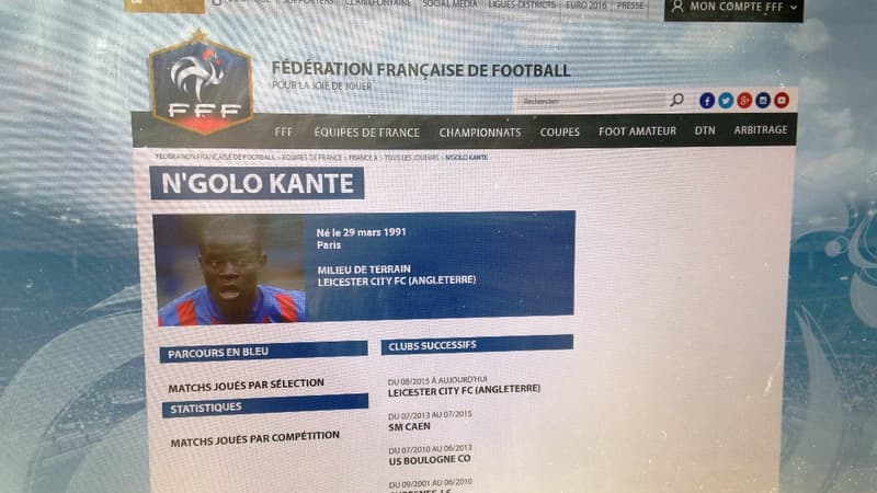 La fiche de Kanté a vu le jour ce jeudi sur le site de la FFF. 