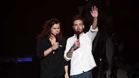 Liam Payne et Harry Styles, alors membres du groupe One Direction, sur une scène de Los Angeles en décembre 2015