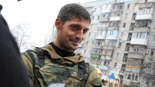 Le chef militaire des rebelles séparatistes de l'est de l'Ukraine, Mikhaïl Tolstykh, dit "Guivi", le 16 octobre 2014 à Donetsk