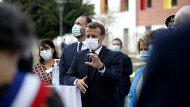 Le président Emmanuel Macron le 22 septembre 2020 à Bracieux (Loir-et-Cher)