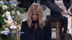 Sandrine Kiberlain prend la parole durant la cérémonie religieuse pour Johnny Hallyday