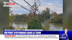 "Deux voitures ont chuté de façon certaine dans le Tarn", explique le lieutenant colonel Gerbaud, chef des opérations au SDIS31