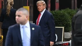 Donald Trump devant la Trump Tower, le 3 avril 2023 à New York