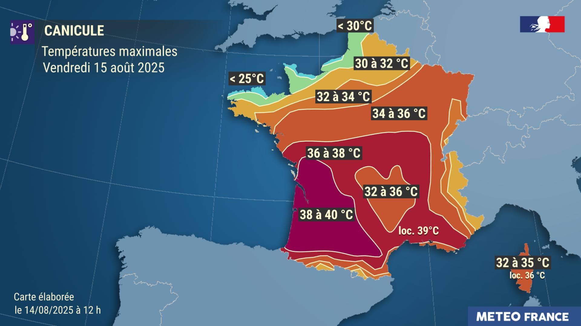 Les prévisions de Météo-France pour vendredi 15 août 2025. Les prévisions de Météo-France pour vendredi 15 août 2025.