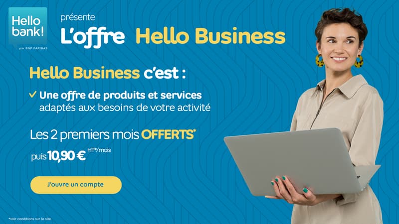 Hello bank! : 2 mois offerts pour toute souscription à l'offre professionnelle Hello Business