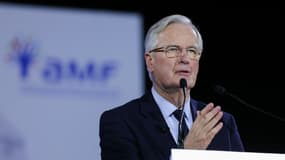 Le Premier ministre Michel Barnier lors de son discours au 106e congrès de l'Association des maires de France à Paris le 21 novembre 2024 