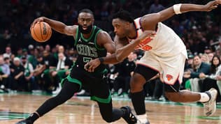 Jaylen Brown lors du match Boston-New York (127-102, play-offs NBA), le 14 mai 2025