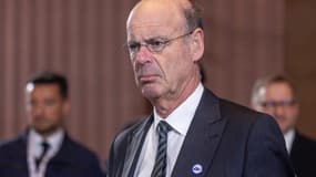 Le ministre français de l'Économie, des Finances et de la Souveraineté industrielle et numérique, Éric Lombard, à Varsovie, en Pologne, le 11 avril 2025.