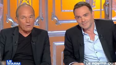 Laurent Baffie et Yann Moix sur le plateau de SLT