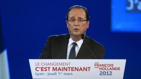 François Hollande en meeting à Lyon en mars 2012.