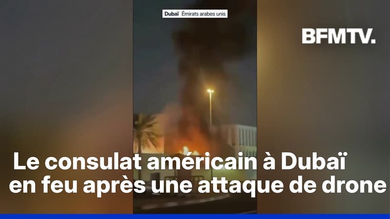 Les images du consulat américain à Dubaï en feu après une attaque de drone