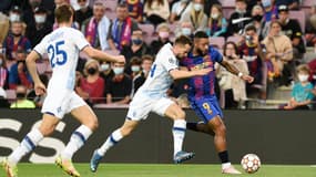 Memphis Depay lors du match Barça-Kiev, à Barcelone le 20 octobre 2021