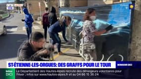 St-Etienne-Les-Orgues: des graffs pour soutenir les coureurs du tour de la Provence
