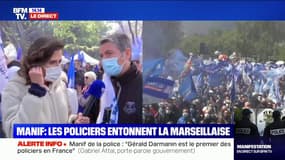 Au rassemblement de policiers à Paris, Claude Simonetti (Unité SGP Police FO Vaucluse) attend "des réponses" de la justice et du gouvernement pour éviter que des policiers meurent, comme Éric Masson tué à Avignon le 5 mai