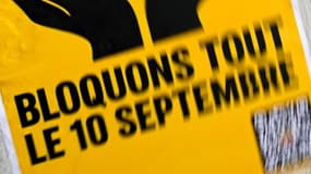 Une affiche annonçant le mouvement "Bloquons tout" du 10 septembre à Lyon le 26 août 2025