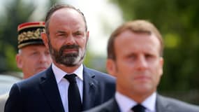 Emmanuel Macron et Edouard Philippe au Mont-Valérien, près de Paris, le 18 juin 2020