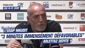 LOU 41-31 USAP : "3 dernières minutes immensément défavorables", Arlettaz très déçu 