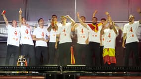 Les joueurs de l'Espagne célébrant leur victoire à l'Euro 2024