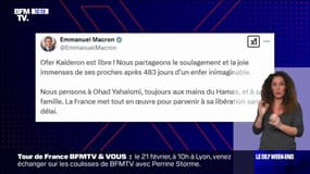 Trêve à Gaza: Emmanuel Macron salue la libération d'Ofer Kalderon