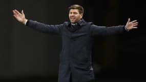 Steven Gerrard avec les Rangers contre le Royal Antwerp en Ligue Europa, le 25 février 2021 à Glasgow