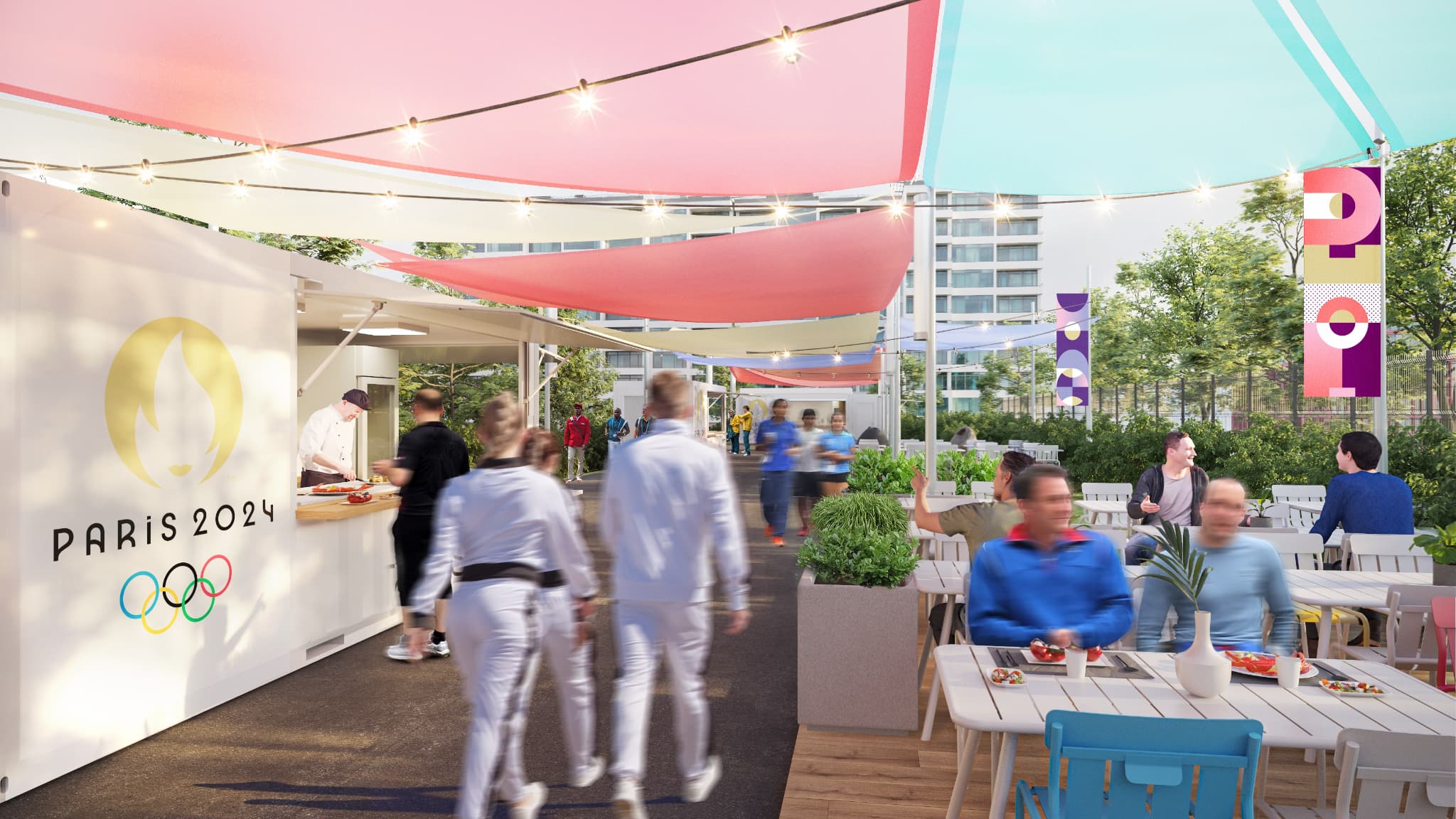 Des points de restauration à emporter seront installés dans le village olympique