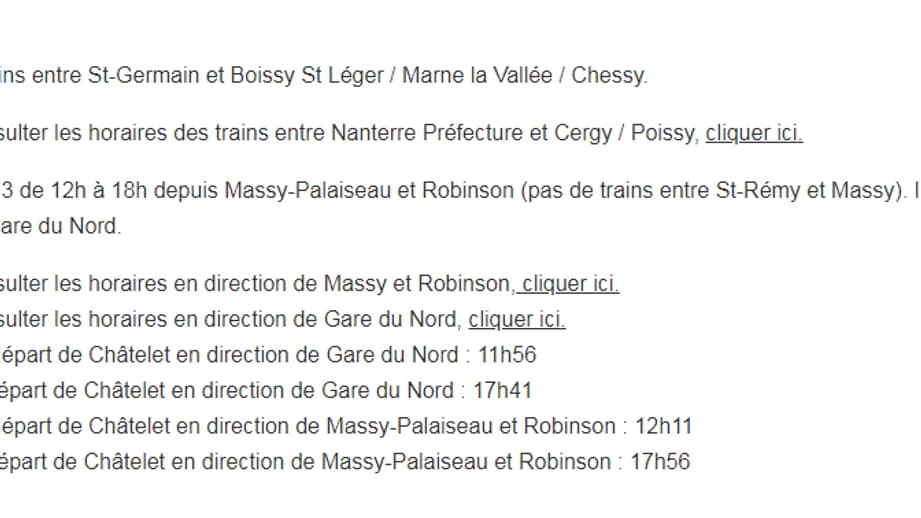 Trafic RER dimanche 8 décembre 2019