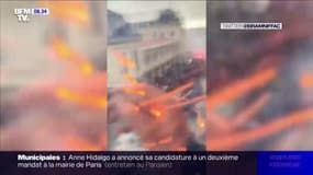 "On a dû évacuer l'appartement": une étudiante filme le cortège samedi à Lyon quand un projectile explose à sa fenêtre