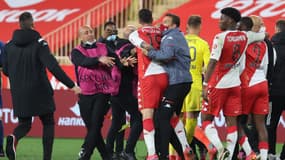 Pellegri pendant la bagarre post-match entre Monaco et l'OL