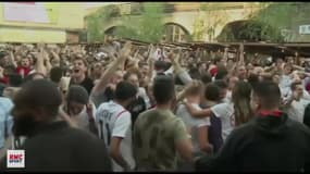 Angleterre - Croatie : But de Trippier, les bières  volent dans une fan zone