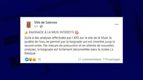 La baignade est interdite sur le site de La Muie jusqu'à nouvel ordre d'après un arrêté municipal. 