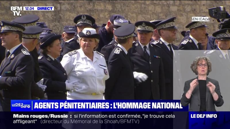Regarder la vidéo Fourgon pénitentiaire attaqué dans l'Eure: un hommage national rendu aux deux agents tués à Caen