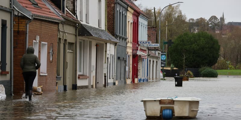 Les inondations à Neuville-sous-Montreuil (Pas-de-Calais), le 13 novembre 2023.