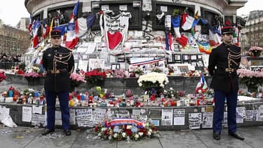 La place de la République, après les attentats du 13 novembre 2015