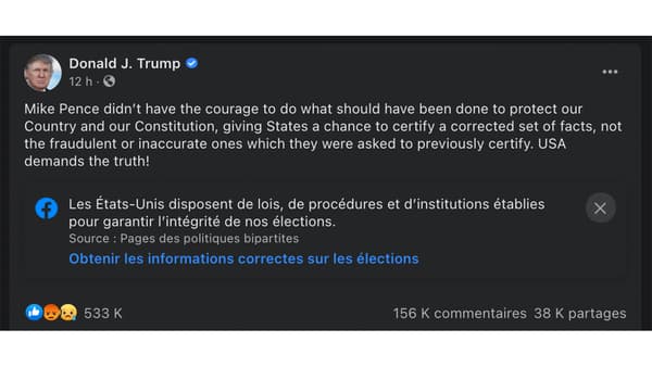 Capture d'écran du compte Facebook de Donald Trump