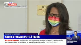 Élections régionales: tête de liste "Île-de-France en commun", Audrey Pulvar vote à Paris
