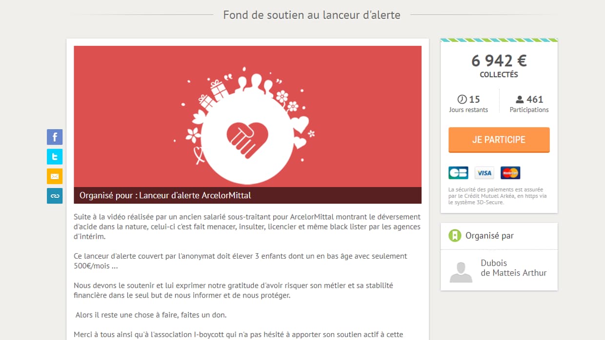L'une des cagnottes en ligne.