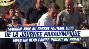 JO Paris 2024 : Le président Macron s'essaie au basket fauteuil lors de la journée paralympique (avec un beau panier en prime)