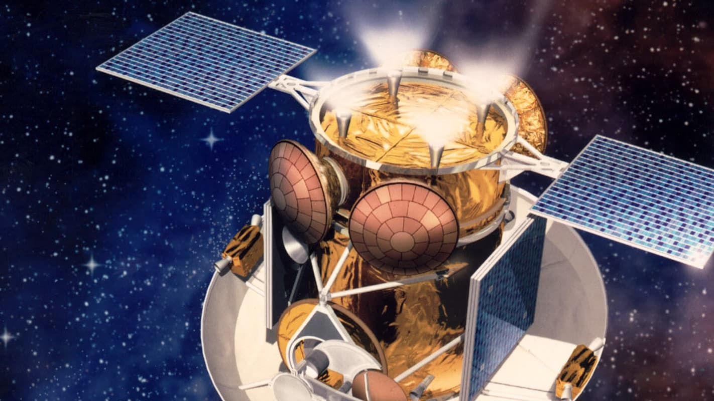 Dessin de la sonde Mars Sample Return Orbiter en route vers Mars. Une illustration des outils employés pour découvrir l'espace. Février 1999.(Image d'illustration) Dessin de la sonde Mars Sample Return Orbiter en route vers Mars. Une illustration des outils employés pour découvrir l'espace. Février 1999.(Image d'illustration)