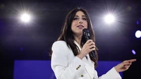 Shannon Seban, membre du parti Renaissance, lors d'un meeting à Aubervilliers le 1er juin 2024