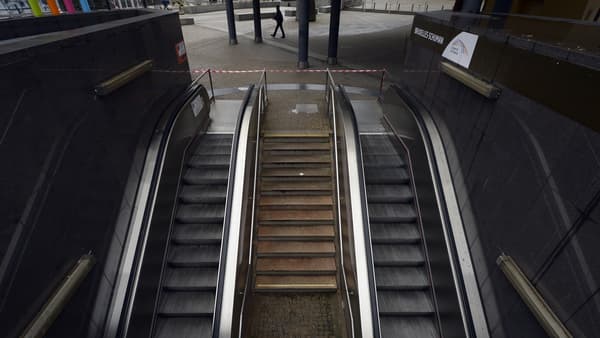 Une station de métro, à Bruxelles, le 21 novembre. 