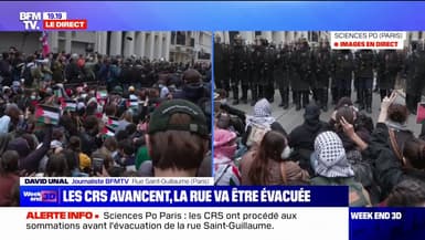 Blocage à Sciences Po: les CRS ont procédé aux sommations avant l'évacuation de la rue Saint-Guillaume 