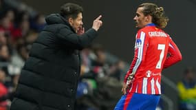 Diego Simeone et Antoine Griezmann avec l'Atlético de Madrid, le 12 mars 2025