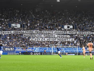La banderole des supporters de Strasbourg lors du match face au Havre (1-0, L1), le 14 septembre 2025