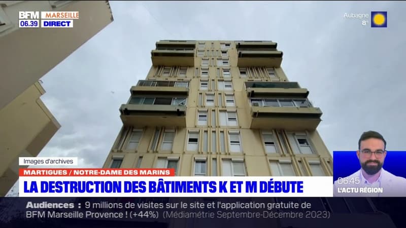 Martigues: à Notre-dame des Marins, début de la destruction des bâtiments K et M 