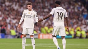 Federico Valverde et Aurélien Tchouameni lors du match Real Madrid-OM en Ligue des champions - le 16/09/2025