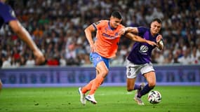 Valentin Carboni, le 31 août 2024, face à Toulouse, pour l'une de ses rares apparitions sous le maillot de l'OM